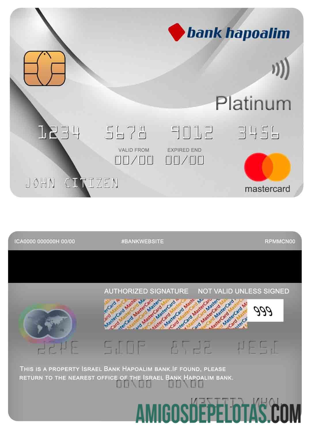 Banco Israelense Hapoalim Bank Mastercard exemplo